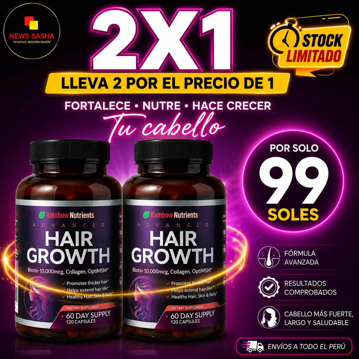 HAIR GROWTH -  Vitaminas para el Crecimiento Capilar™ | SOLO POR HOY 2X1