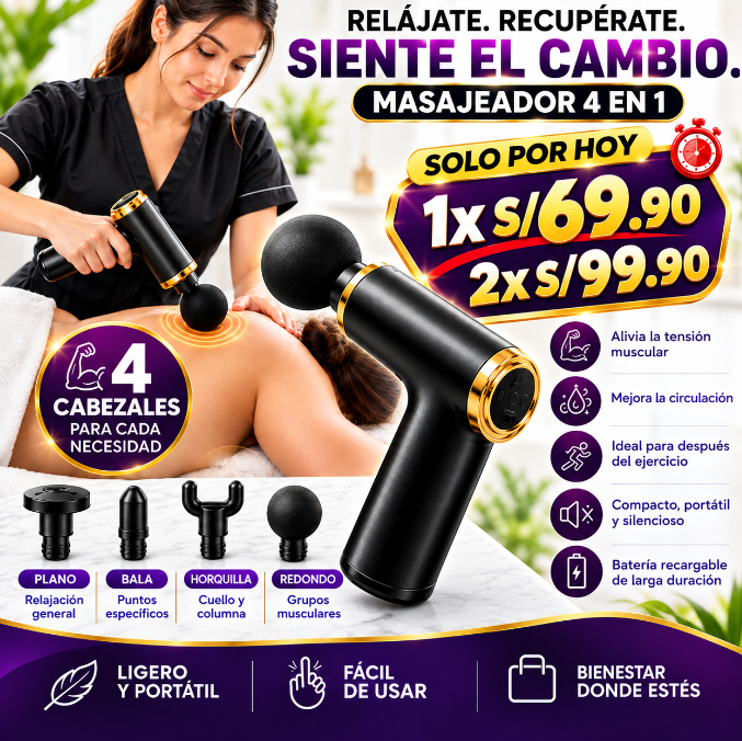 Masajeador Corporal Profesional 4EN1 – Alivio Muscular®| ENVIO GRATIS 🔥